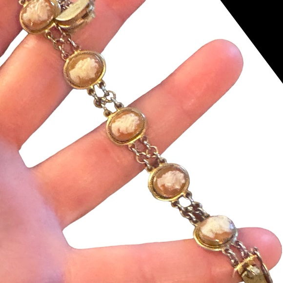 Antique Cameo link bracelet Victorian 800 silver Hand carved - Picture 3 of 8